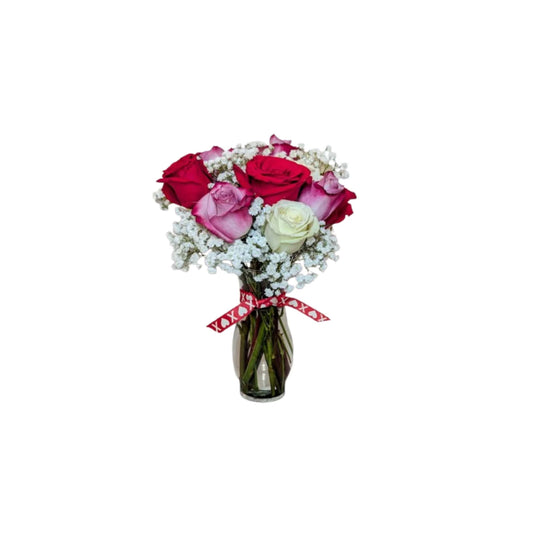 Dozen Roses in Glass Vase