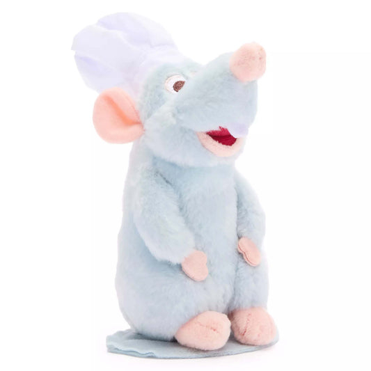 5-inch Remy magnetic shoulder plush toy from Ratatouille, featured in a custom gift basket for Walt Disney World and Universal Orlando resort delivery