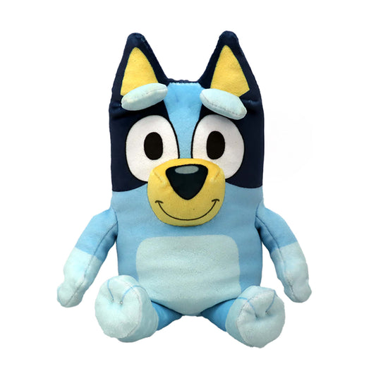 Licensed 8-inch Bluey plush toy character with a smiling face for custom themed Orlando resort gift baskets