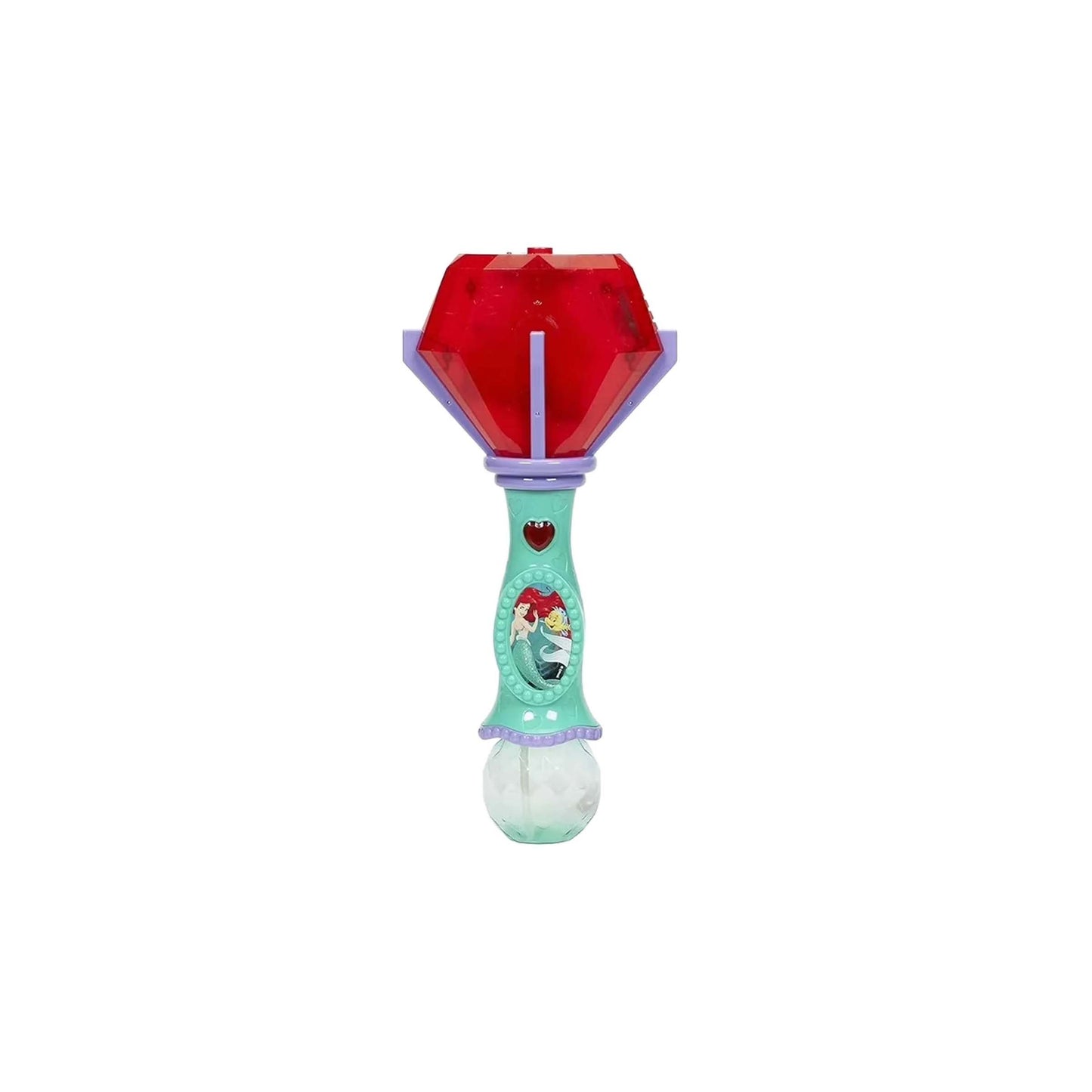 Licensed Disney Ariel The Little Mermaid toy bubble wand with a character decal and red gem top for custom themed resort gift baskets