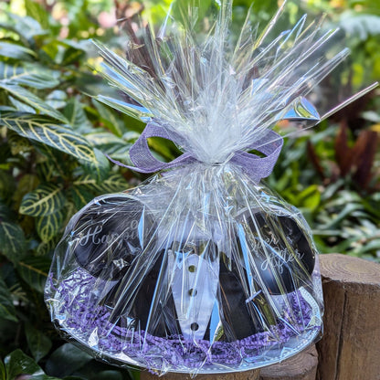 Disney groom ear hat in a custom gift basket, perfect for Walt Disney World and Universal Orlando resort deliveries