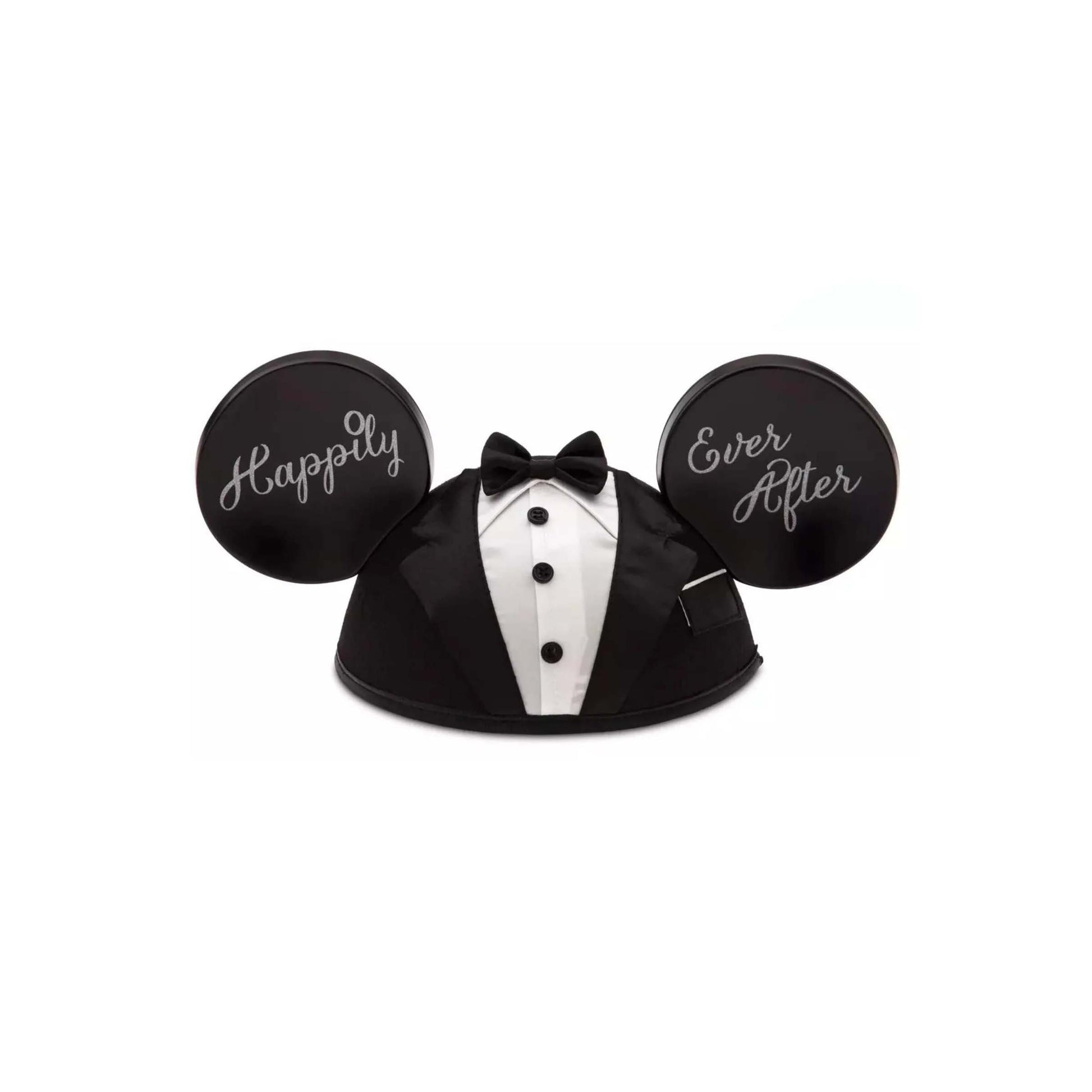 Disney Mickey Mouse groom ear hat with "Happily Ever After" text, available for custom gift basket delivery to Walt Disney World resorts in Orlando