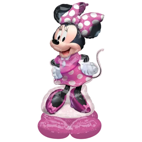 Large Disney Minnie Mouse Forever Airloonz standing foil balloon for birthday party decorations.