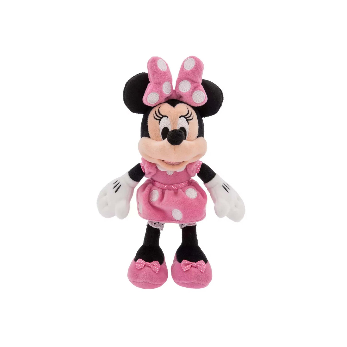 Licensed Disney Parks Minnie Mouse mini bean bag 8.25-inch plush toy character in a pink polka dot dress for custom themed resort gift baskets