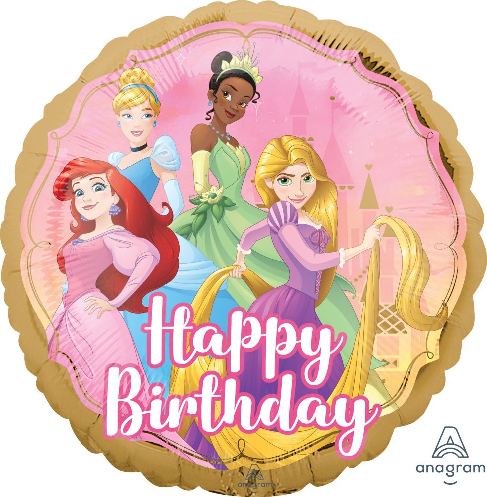 Disney Princess group themed Happy Birthday foil balloon for kids parties