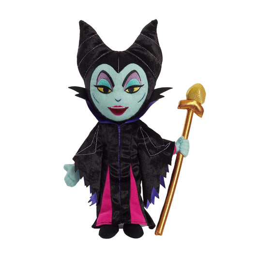 Disney Villains Maleficent plush doll in a horned black and purple gown holding a gold staff for custom vacation gift baskets