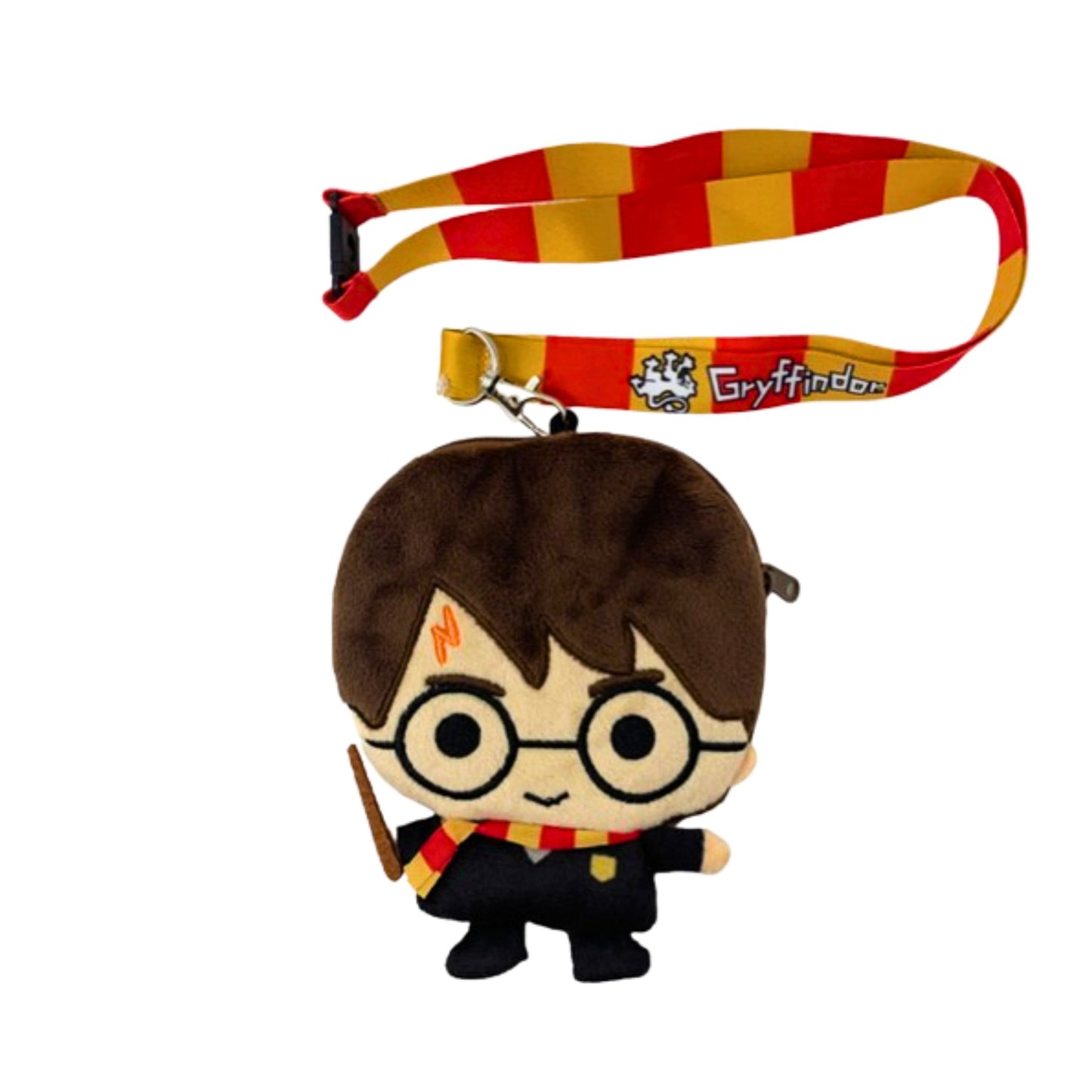 Licensed Harry Potter mini plush coin purse attached to a Gryffindor house lanyard for theme park resort gift boxes