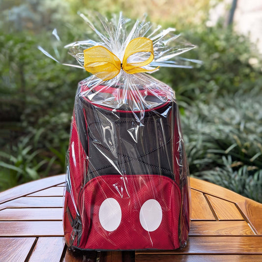 Mickey Mouse 23-can insulated backpack cooler gift basket, perfect for Walt Disney World and Universal Orlando resort deliveries