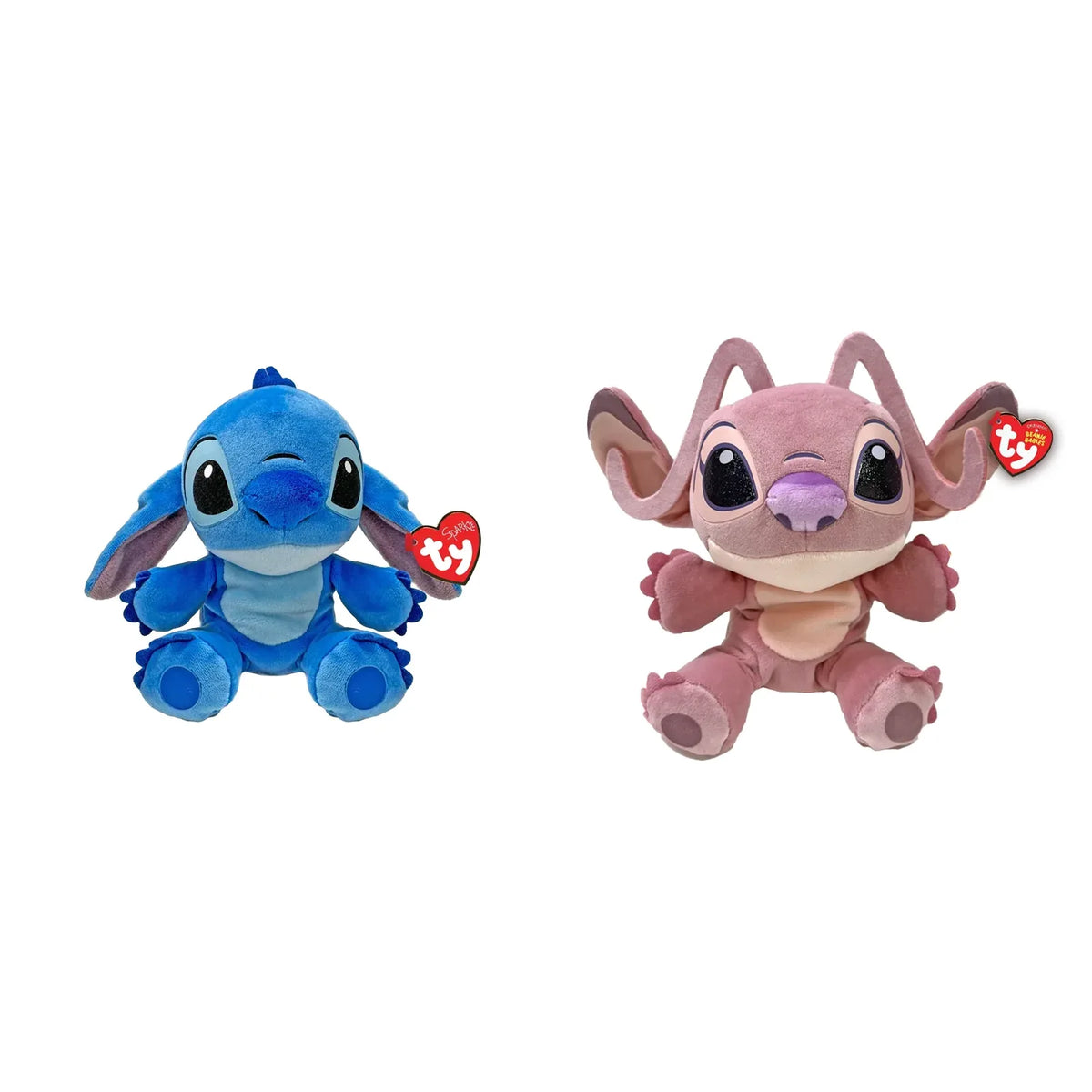 Disney Stitch and Angel licensed plush duo white background gift basket