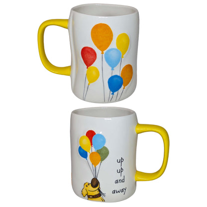 UP-themed ceramic mug featuring colorful balloons and the phrase "up up and away," perfect for themed Orlando resort gift baskets